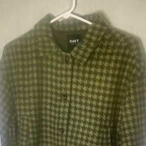 Oat New York Womens Green Plaid Collared Button Up With Pockets Jacket Size XL